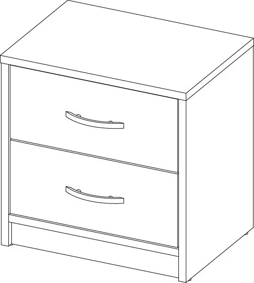 Nočný stolík s 2 zásuvkami Pepe, šedý grafit