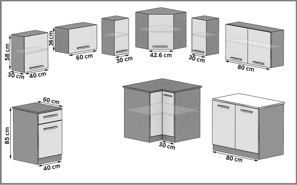 Kuchynská linka Belini 360 cm biely mat s pracovnou doskou Lidiauniqa2 TOR LIDIAUNIQA2/4/WT/WT/0/B1
