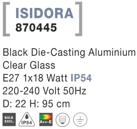 Vonkajšie záhradné svietidlo Isidora 22 čierne