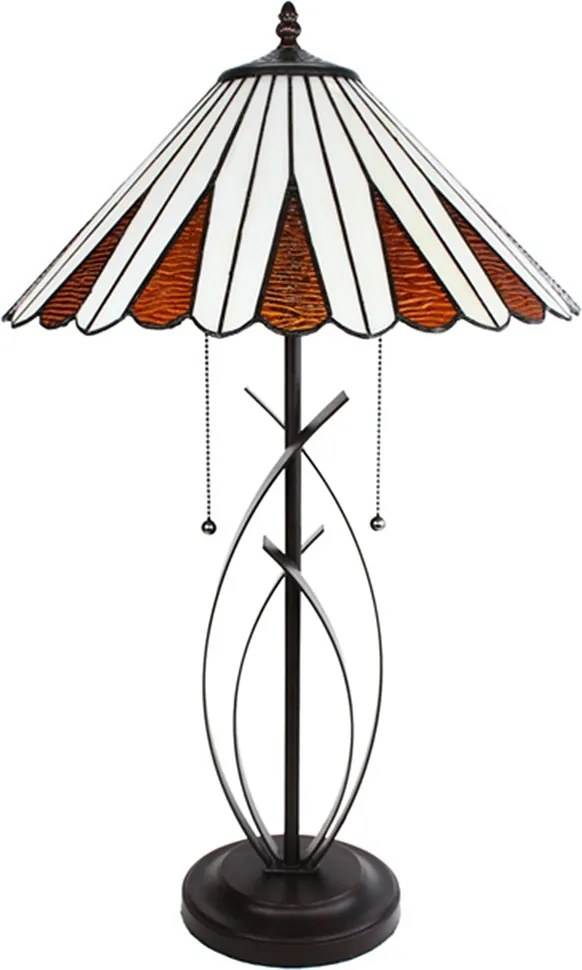 Béžovo-hnedá stolná lampa Tiffany Owa - Ø 41*69 cm E27/max 2*60W