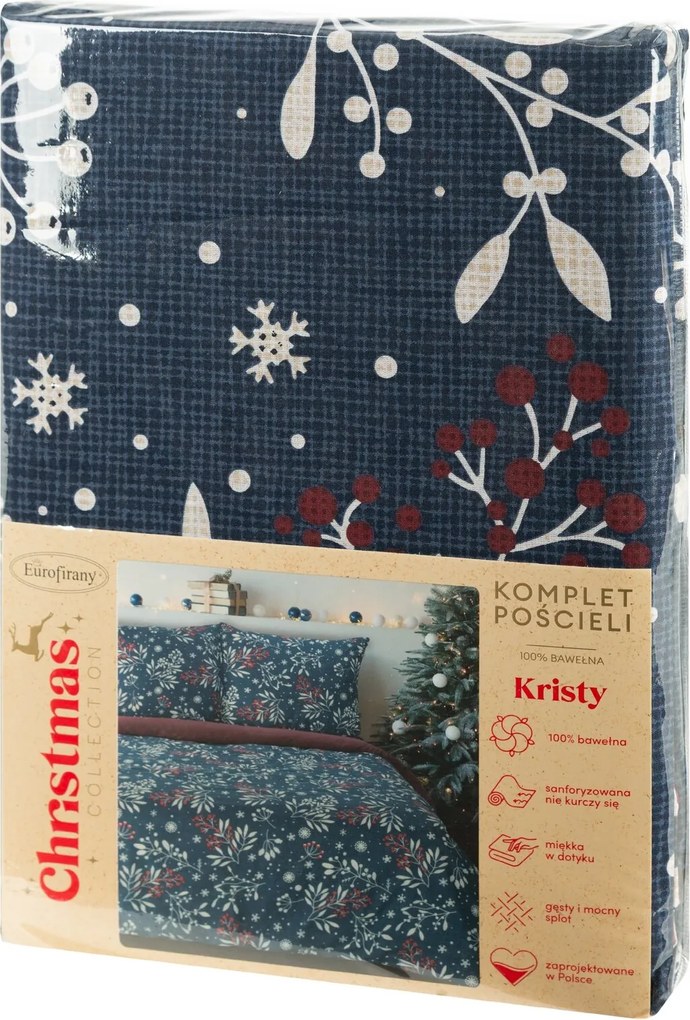 VIANOČNÉ RENFORCÉ OBLIEČKY KRISTY 140X200 CM, 1 KS 70X80 CM VZOROVANÉ