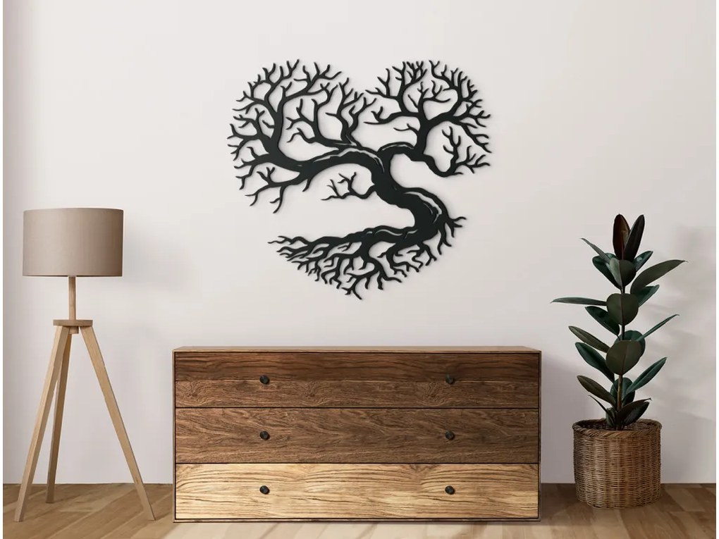 drevko Drevený Strom života v tvare srdca Rozmer obrazu: 32,5 x 35,5 cm, Farba dekorácie: Čierna