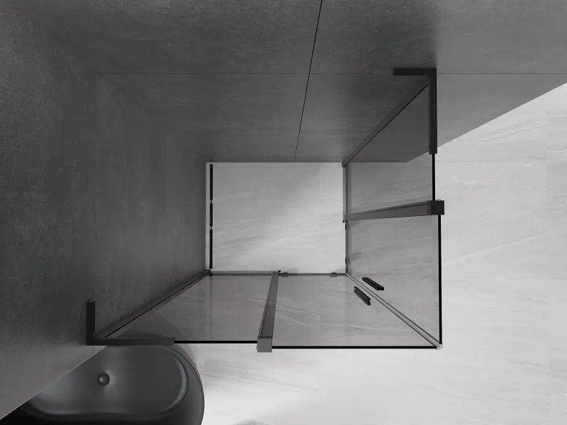 Mexen Velar L Duo, sprchový kút s posuvnými dverami 90 x 80 cm, 8mm šedé sklo, čierna matná, 871-090-080-02-43-70