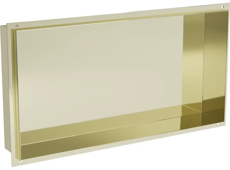 Mexen X-Wall-NR, polička na zapustenie pod obklad bez goliera 60 x 30 cm, zlatá lesklá, 1951603010