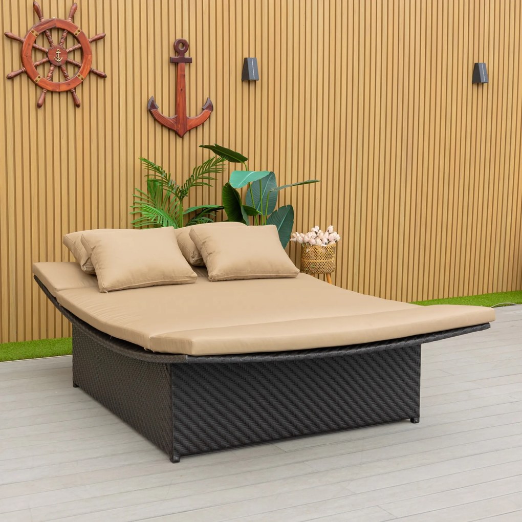 Záhradný ratanový gauč Rivera tmavohnedý