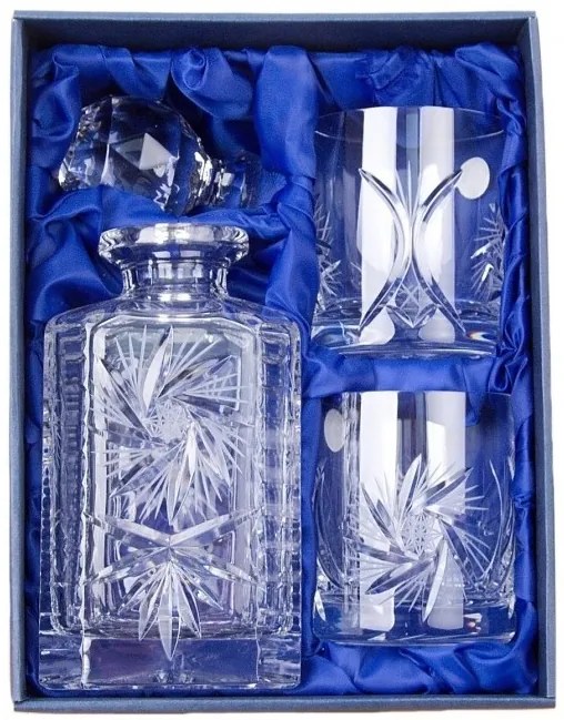 Onte Crystal Bohemia Crystal ručne brúsený whisky set Větrník 1+2