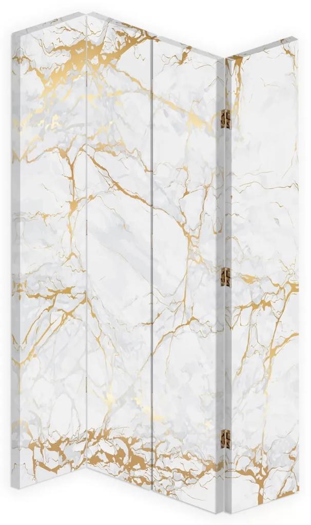 Ozdobný paraván Světle zlatý mramor - 145x170 cm, štvordielny, klasický paraván