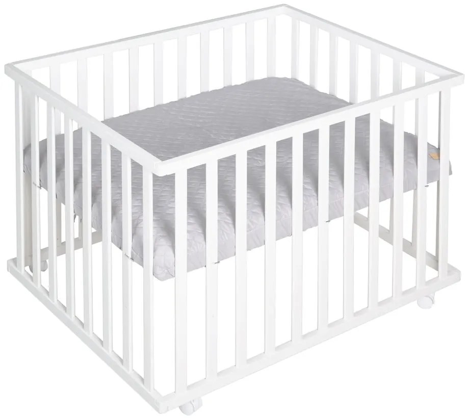 Biela detská ohrádka na kolieskach 100x75 cm Style – Roba