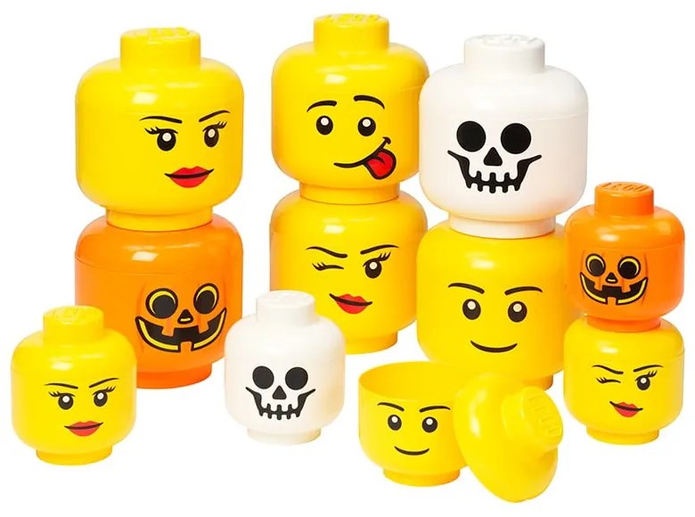 Žltý úložný box v tvare hlavy LEGO® Silly, ⌀ 16,3 cm