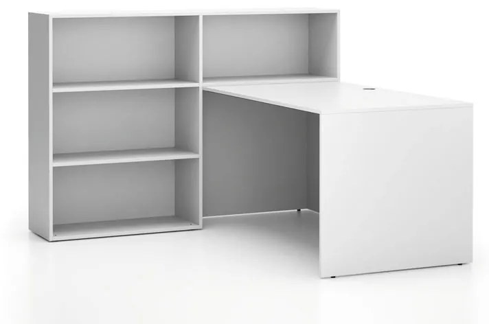 Kancelárska zostava single SEGMENT, 3 police, ľavá, biela/biela