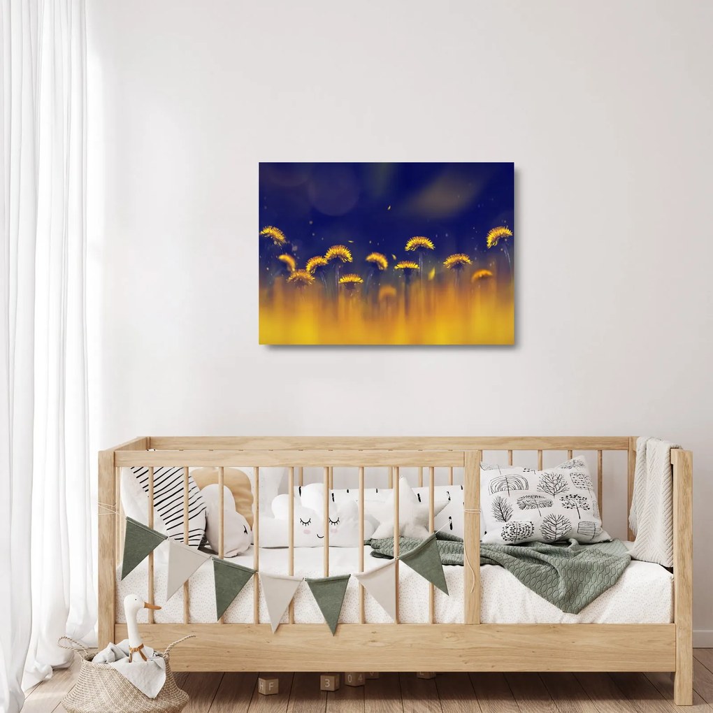 Sklenený obraz - Púpavy (70x50 cm)