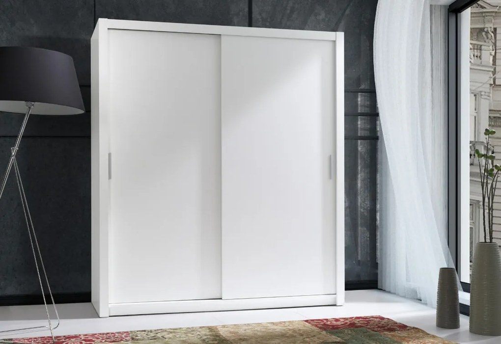 Posuvná skriňa 180 PUZZLE korpus biely, dvere biely MAT 180x200x62 cm