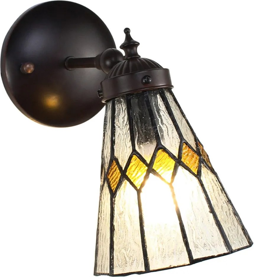 Nástenná Tiffany lampa žlté detaily YelloRhom - 17*12*23 cm E14/max 1*40W