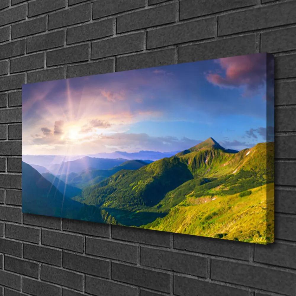 Obraz Canvas Hora lúka slnko krajina 125x50 cm