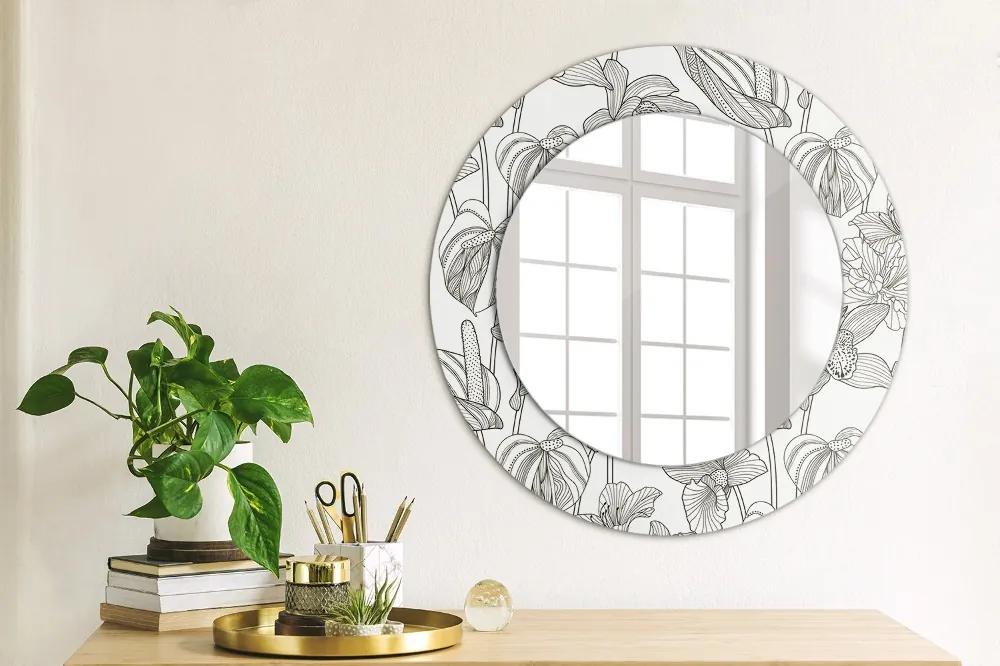 Okrúhle ozdobné zrkadlo Kvetinový vzor fi 50 cm