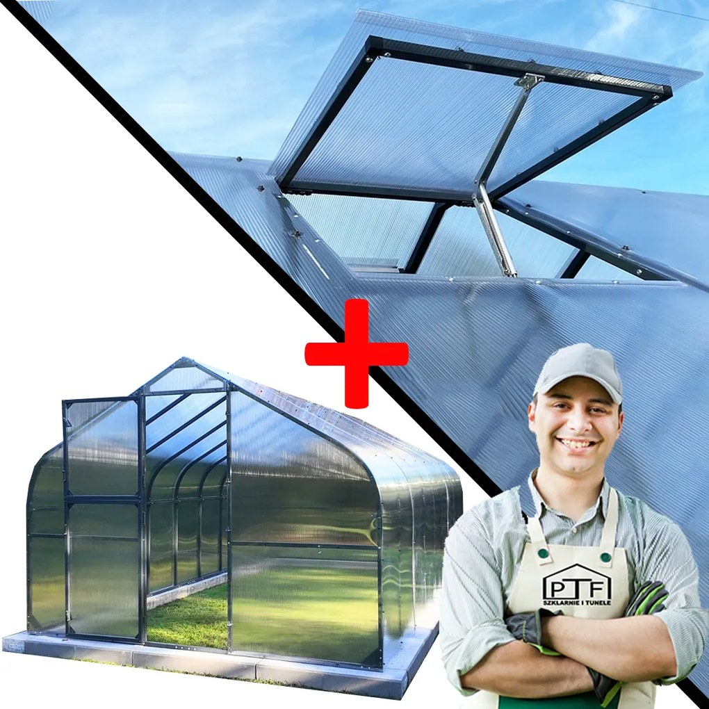 Skleník Polykarbonátový Tunel 18M2 300X600 Ptf Poľsko Antracit Grafit Okno