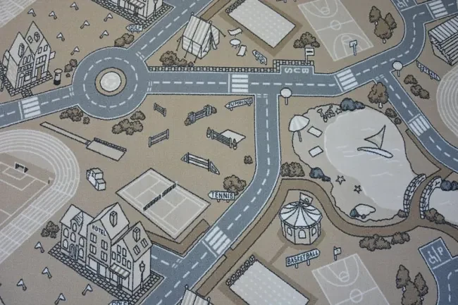 Detský protišmykový koberec STREET béžový