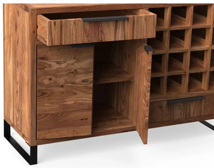 furniture-nabytek.cz - Masívna komoda Sydney z akácie, lakovaná, hnedá – 126×45×84 cm