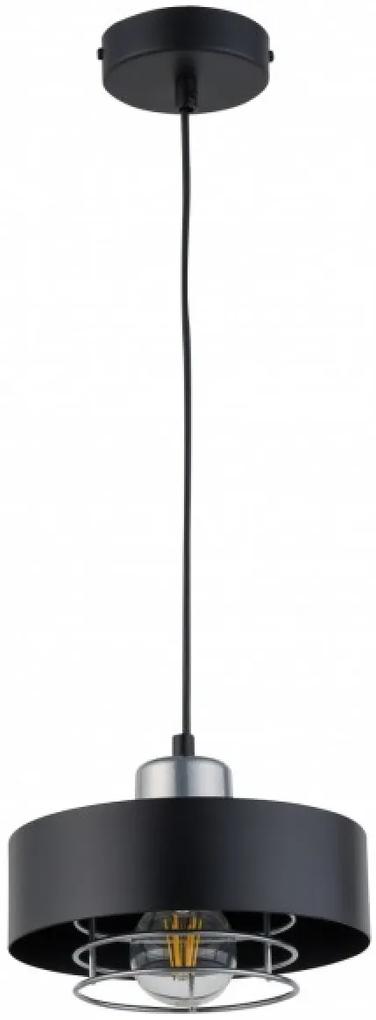SIGMA Závesné industriálne osvetlenie POKER, 1xE27, 60W, 20cm, okrúhle, čierne, strieborné