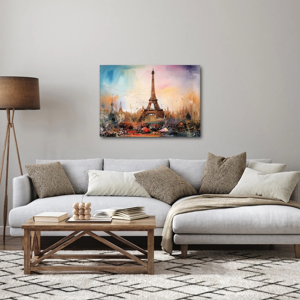 Obraz - Maľba Eiffelovej veže (70x50 cm)