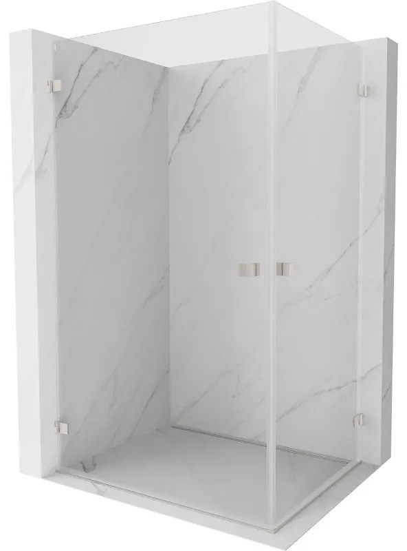 Mexen Lunar-B Duo výklopný sprchový kút 80 x 70 cm, číre sklo, brúsená oceľ, 832-080L-070P-97-00