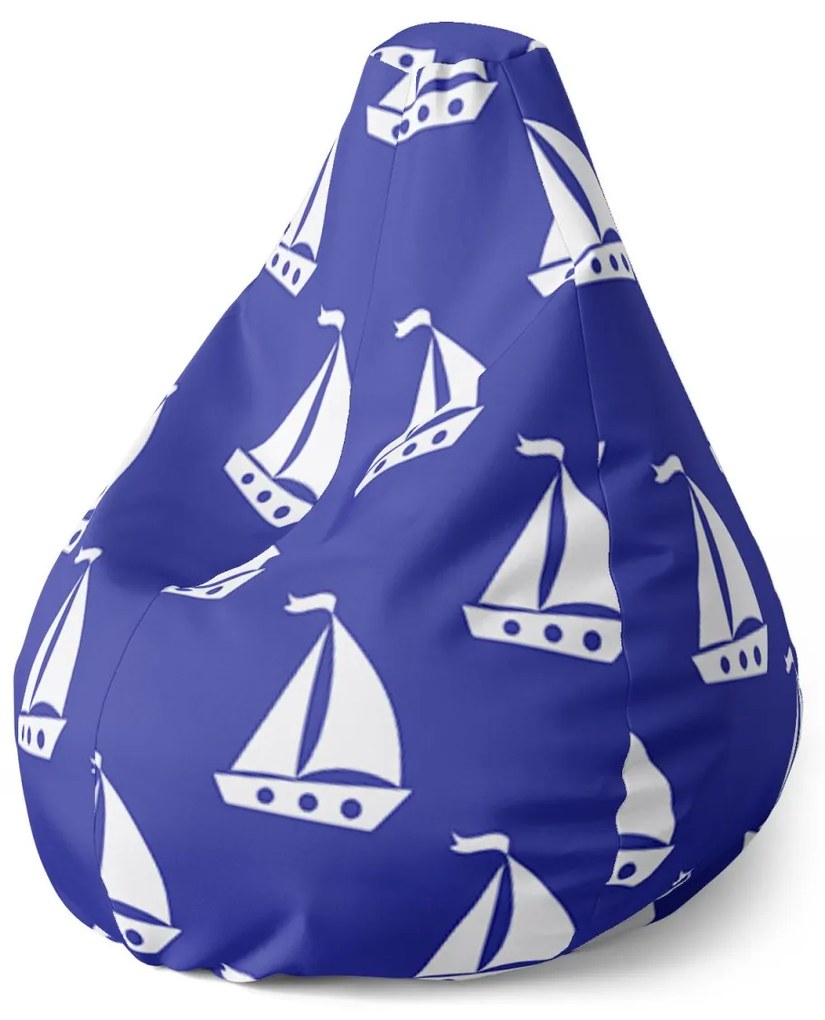 Sablio Sedací vak Pear Biele lode - 140 x 100 x 25 cm