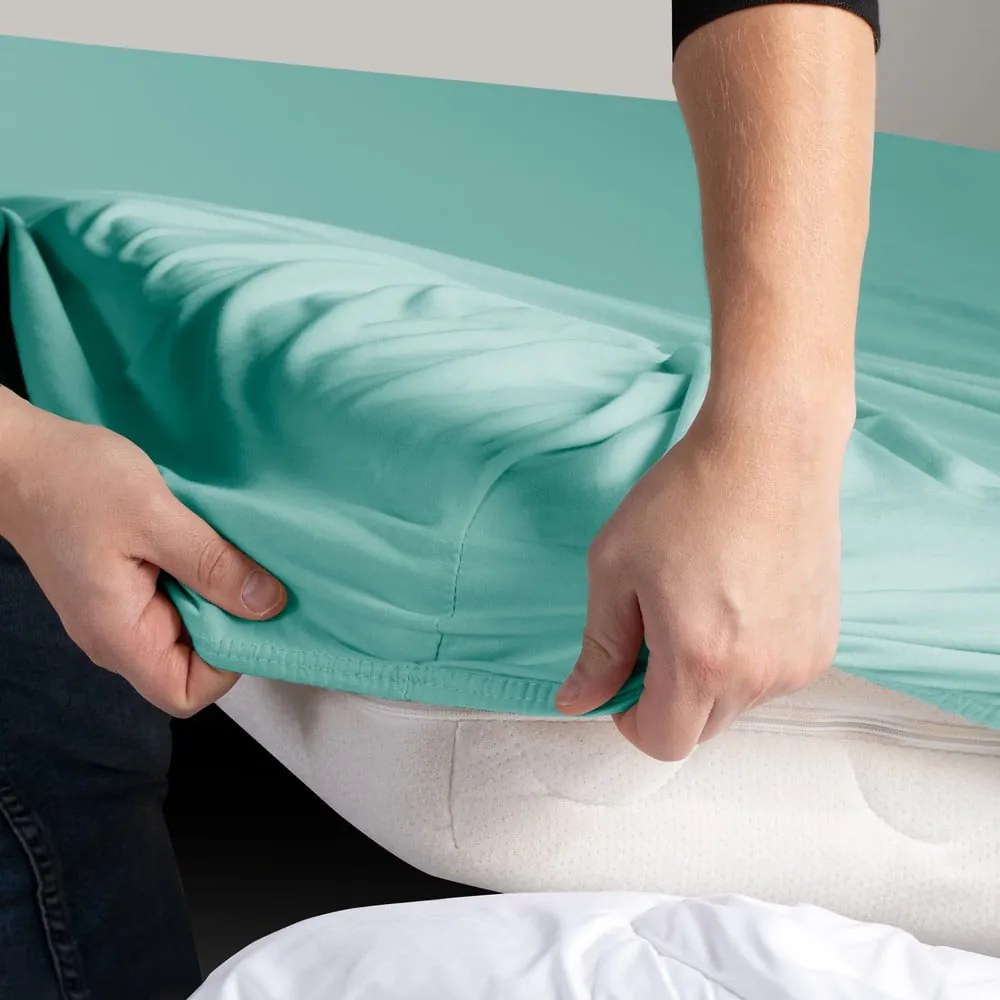 Tyrkysová napínacia plachta jersey 140x200 cm Amber – Restilo