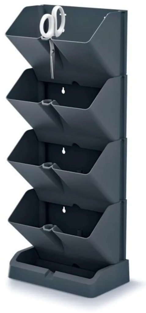 PROSPERPLAST Kvetináče vertikálne s nožnicami na bylinky MINI CASCADE antracit