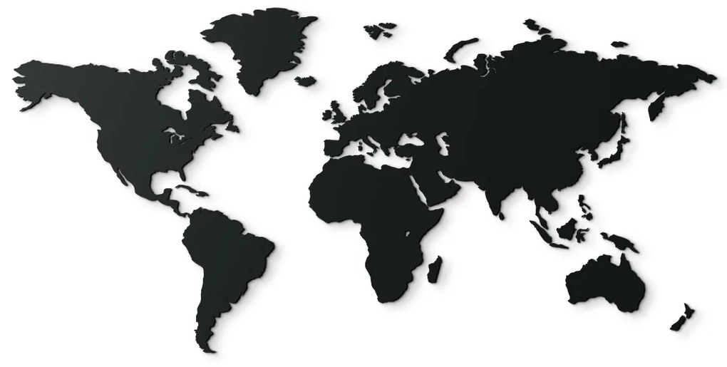 drevko Mapa sveta na stenu Rozmer obrazu: 42 x 86 cm, Farba dekorácie: Čierna