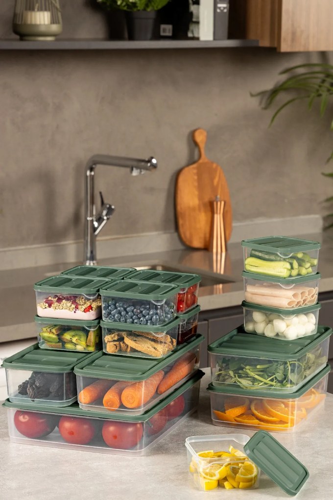 Súprava 17 ks potravinových boxov ILLIE zelená