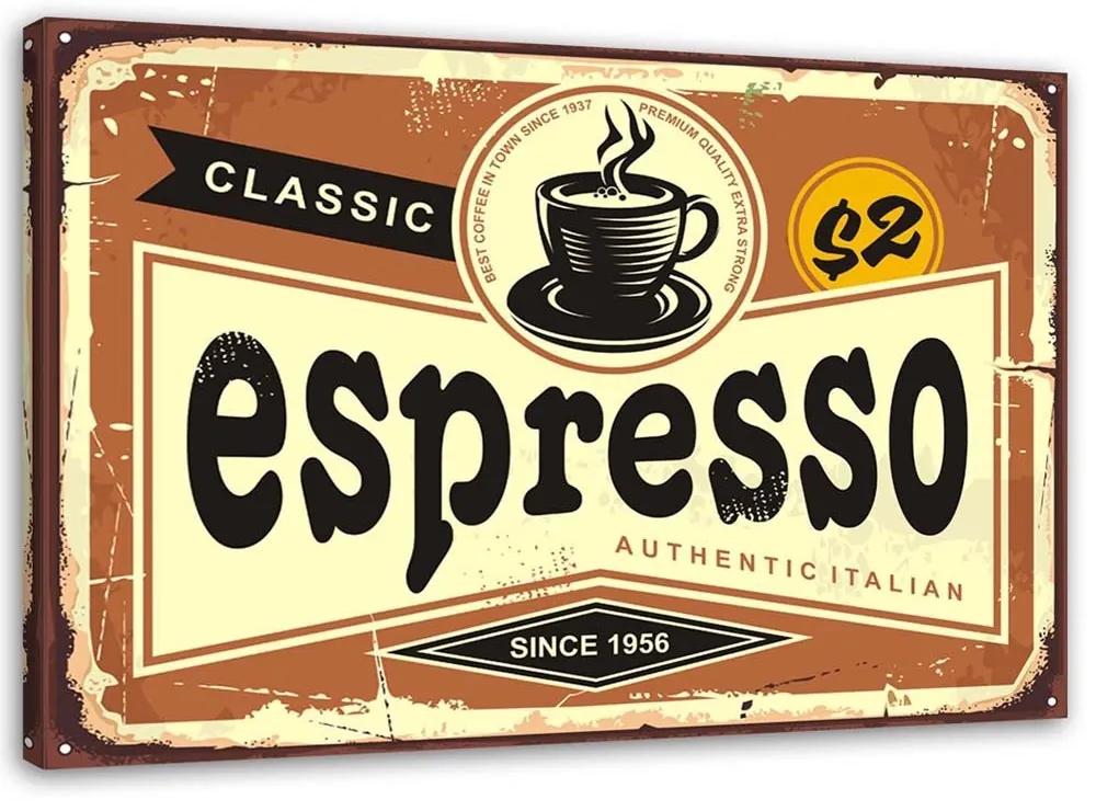 Obraz na plátně Retro nápis káva espresso - 90x60 cm