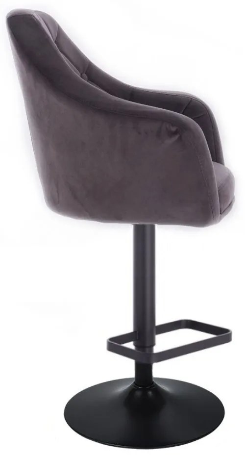 LuxuryForm DESIGN Barová stolička ANDORA VELUR na čiernom tanieri - tmavo šedá