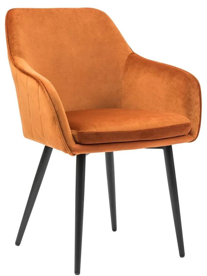 Zamatová jedálenská stolička korálová 61 × 45 × 85 cm SALESFEVER