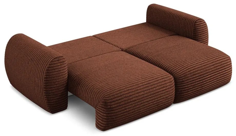 Terakotová menčestrová rozkladacia/s úložným priestorom pohovka 266 cm Kini – Makamii