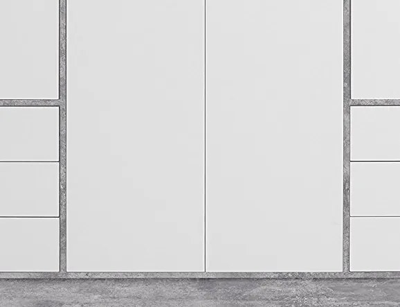 Šatníková skriňa Jupiter, 207 cm, sivý betón/biela