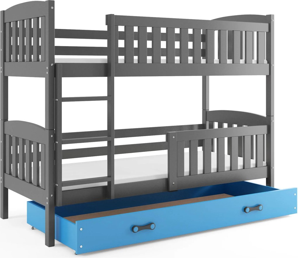 Poschodová posteľ KUBO 200x90 | grafitová - modrá