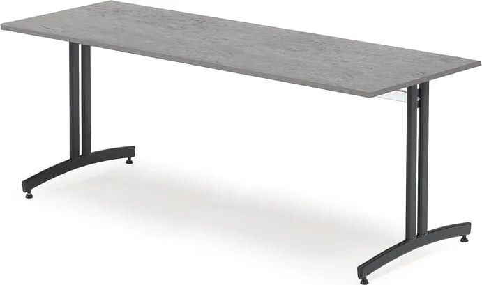 Jedálenský stôl, 1800x700 mm, tmavošedé linoleum, čierna