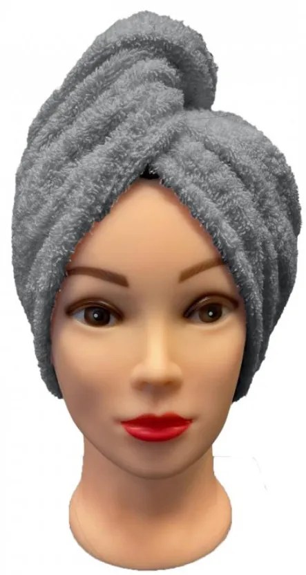 Rýchloschnúci froté Turban na vlasy sivý
