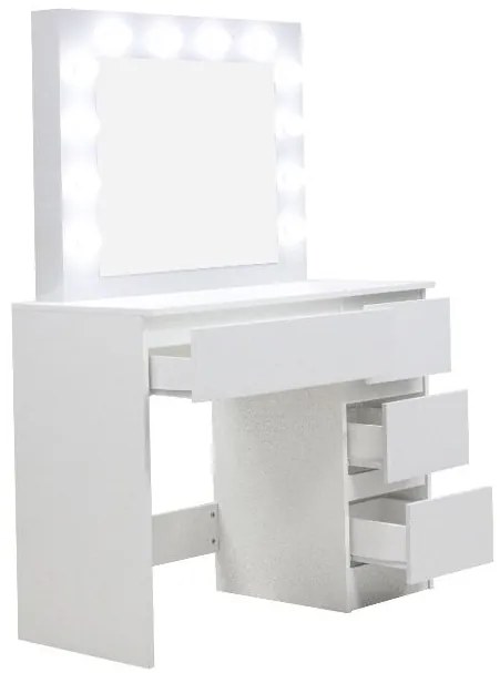 Toaletný stolík s LED osvetlením a 4 zásuvkami Aga MRDT05-MW-S - matný biely
