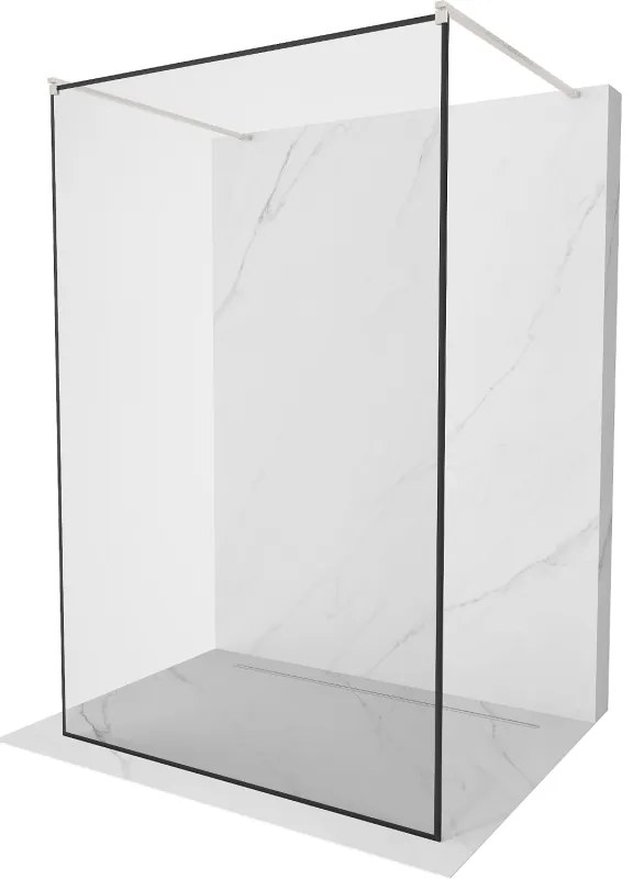 Mexen Kioto, sprchová zástena Walk-In 160 x 200 cm, 8mm sklo čierny vzor, brúsená oceľ profil, 800-160-002-97-70