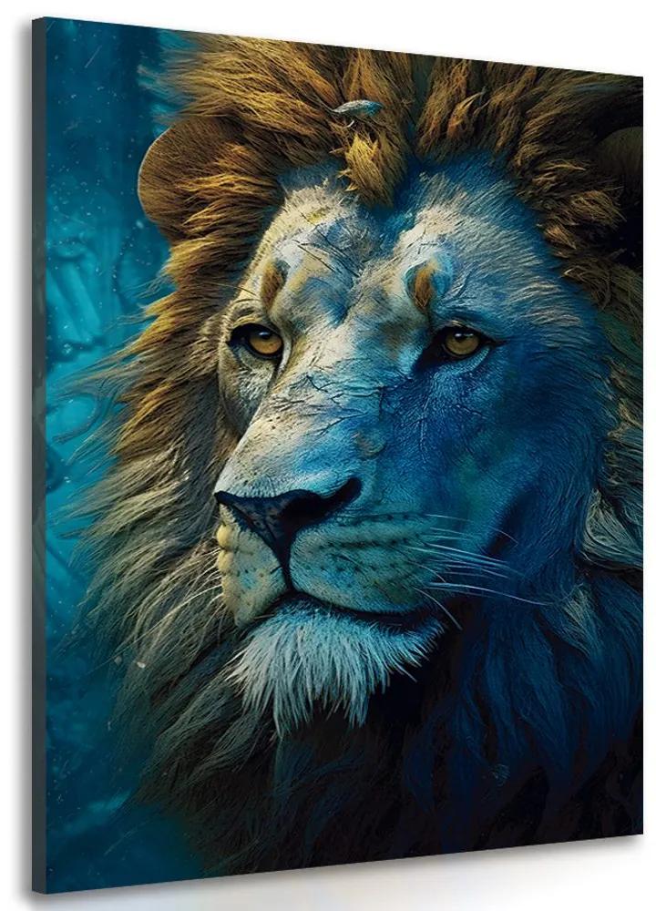 Obraz modro-zlatý lev Varianta: 80x120