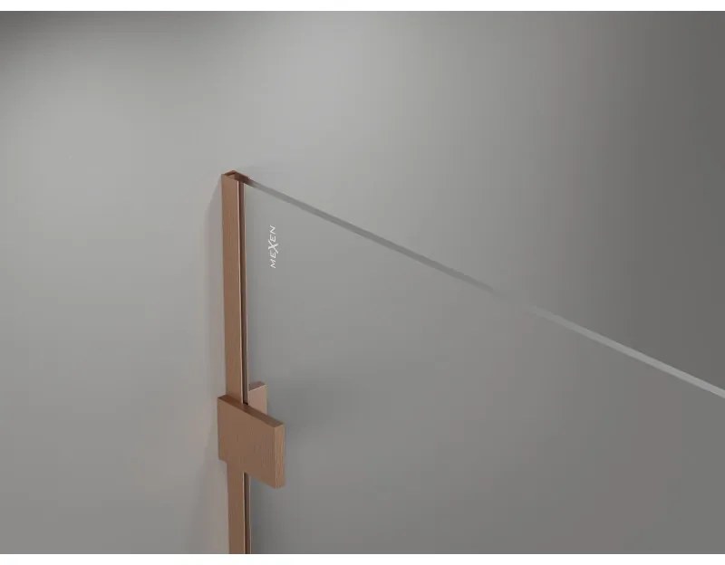 Mexen Lunar sprchová stena pravá 140 x 200 cm, 8mm číre sklo, medená matná, 830-140-000-65-00-P
