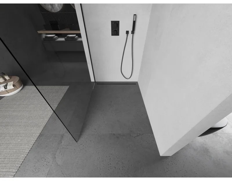 Mexen Kioto L, sprchová zástena Walk-In 85 x 200 cm, 8mm číre sklo, čierny profil, 800-085-103-70-00