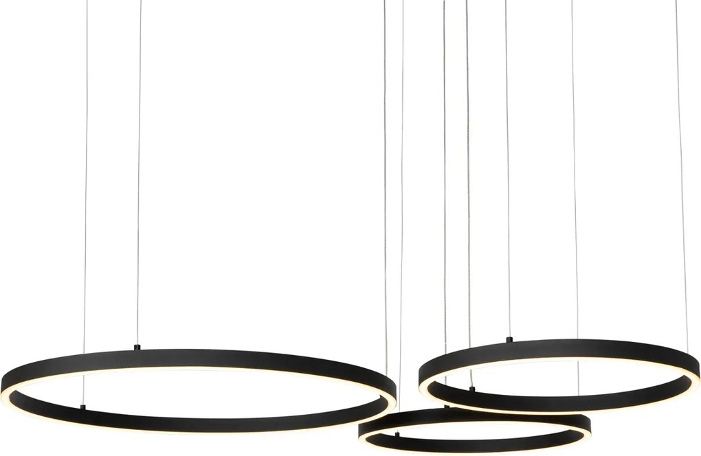 Čierne závesné svietidlo vrátane LED 3-stupňovo stmievateľné 3-svetlo - Anello