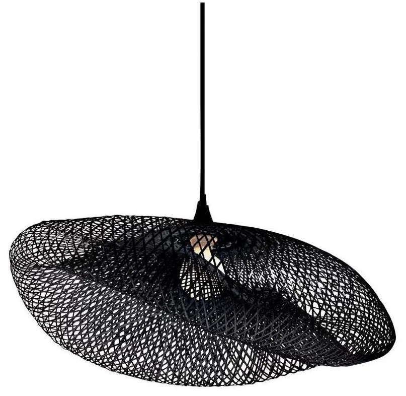Zambelis 19108 - Luster na lanku 1xE27/40W/230V bambus/čierna