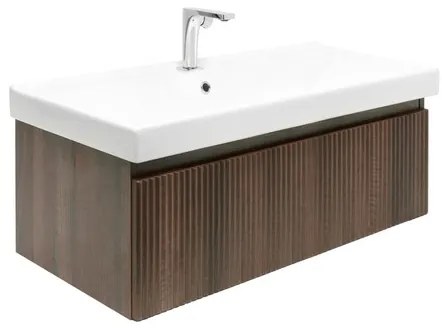Kúpeľňová skrinka s batériou a umývadlom SAT Evolution 1 98x30x44,8 cm orech mat SATEVO100NAU1B, 1 ks