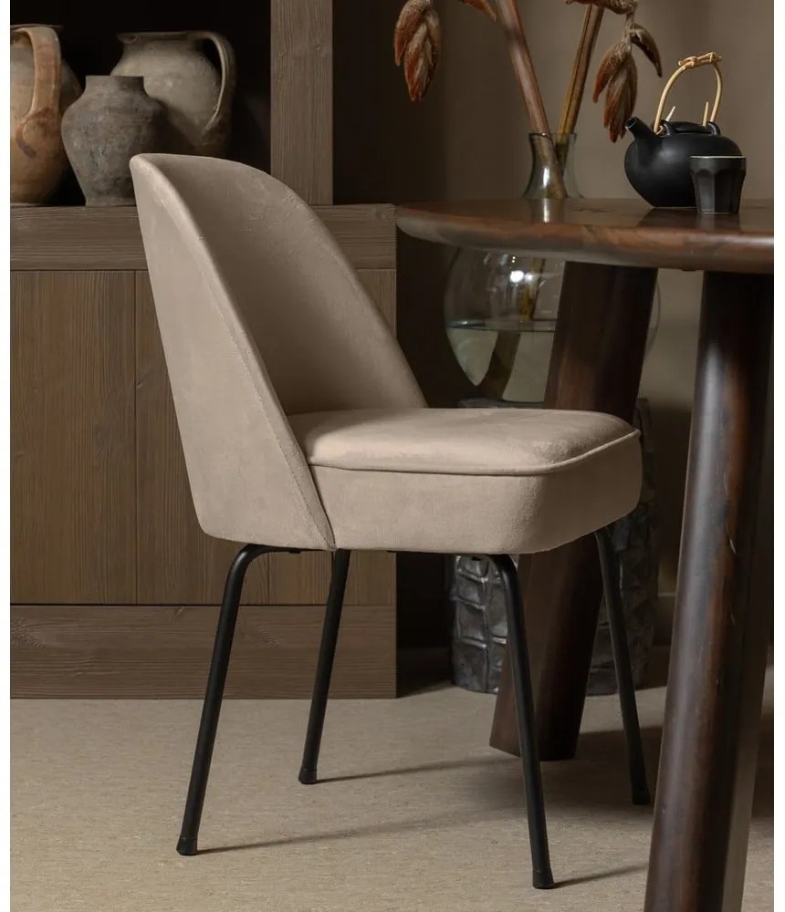 Béžové zamatové jedálenské stoličky v súprave 2 ks Vogue – WOOOD