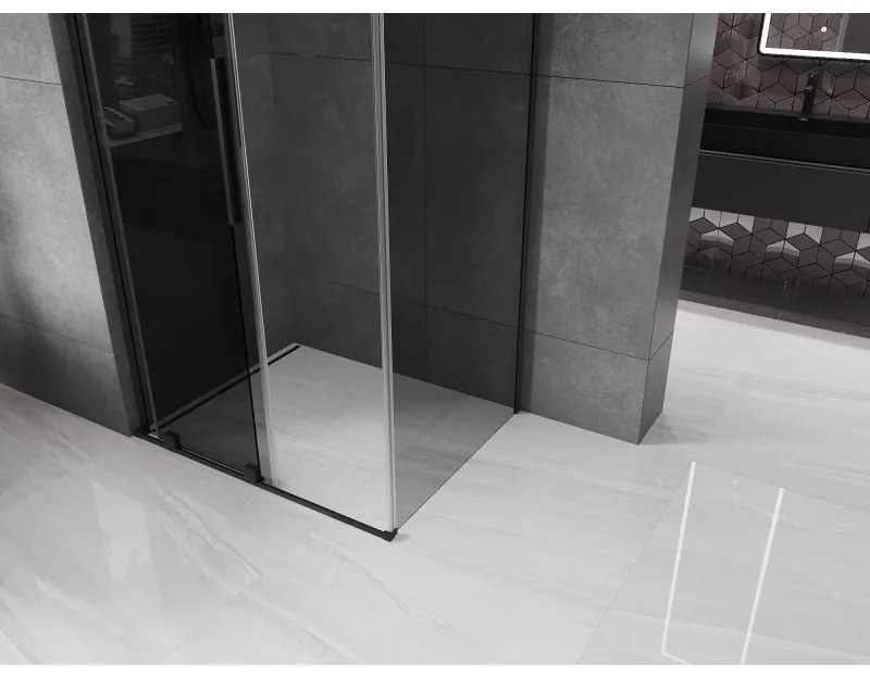 Mexen Velar L, sprchový kút s posuvnými dverami 120 x 80 cm, 8mm šedé sklo, čierna matná, 871-120-080-43-70