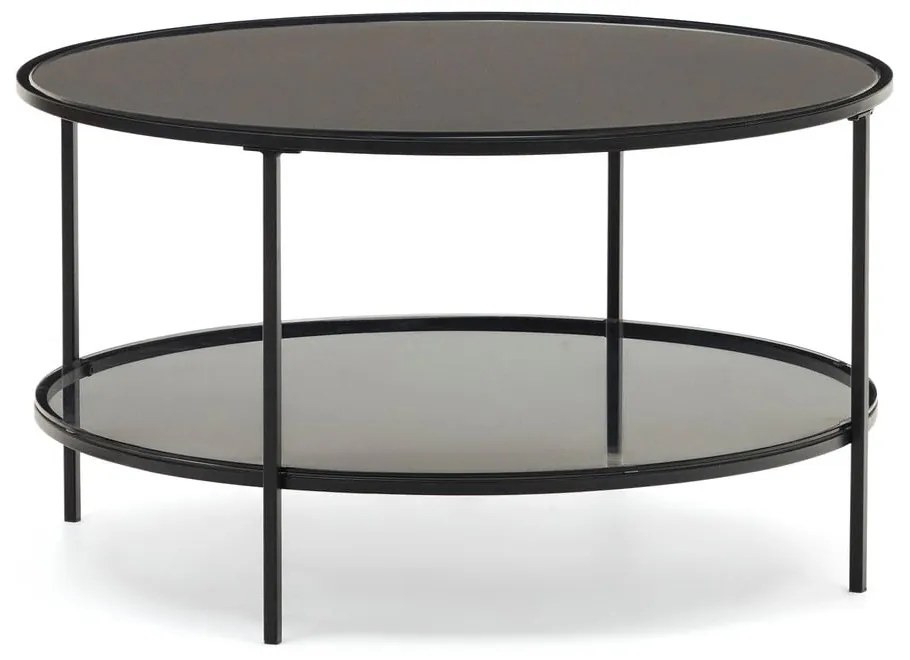 Čierny okrúhly konferenčný stolík so sklenenou doskou ø 80 cm Gilda – Kave Home