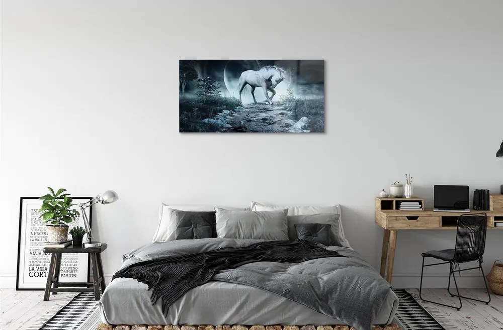 Sklenený obraz Forest Unicorn moon 100x50 cm